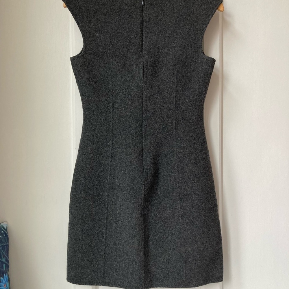 Theory | Classic Wool Blrnd Sleeveless Sheath Dress in Dark Gray - Picture 8 of 9